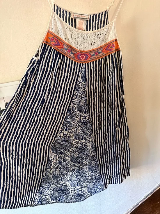 Flying Tomato Navy & White Boho Midi dress with Embroidered neckline - Picture 5 of 10